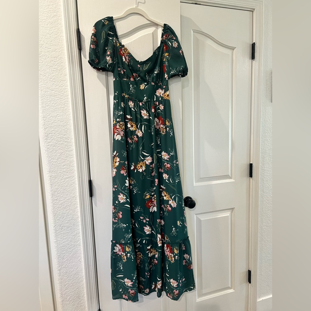 Floral Green Maxi Dress